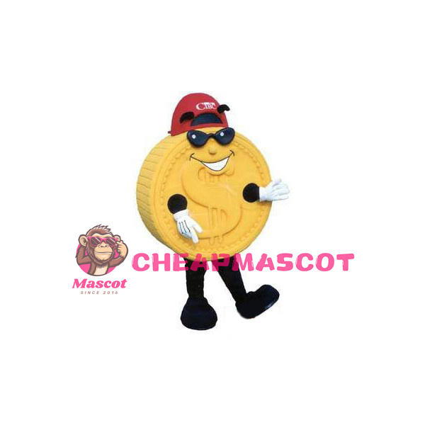 Cartoon Dollar Gold Coin Mascot Costume