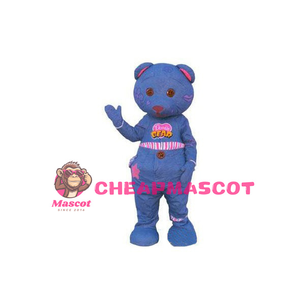 Denim Blue Printed Bear Mascot Costume