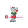 Grey Elephant Holding Stop Sign Mascot Costume