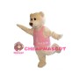 Beige Bear With Pink Vest Mascot Costume