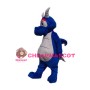 Cartoon Blue Dinosaur With White Horn Mascot Costume