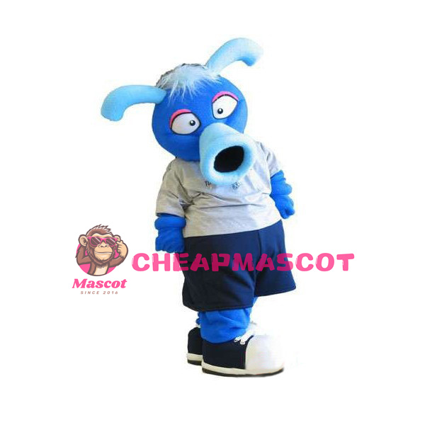 Strange Blue Monster With Flared Mouth Mascot Costume