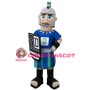 Blue Soldier Holding A Shield Mascot Costume