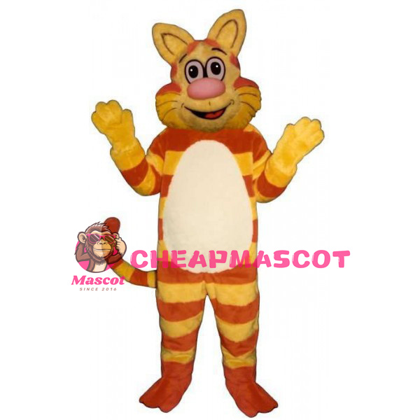 Yellow & Orange Striped Cat Mascot Costume