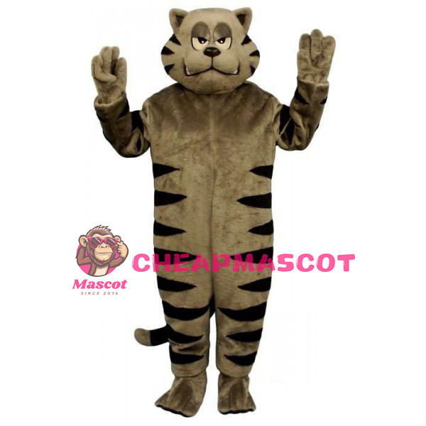 Short Plush Grey Tiger Mascot Costume
