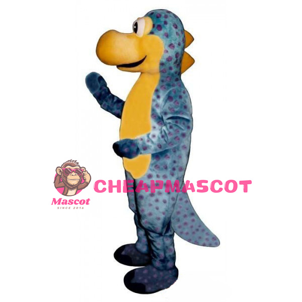 Yellow & Light Blue Speckled Dinosaur Mascot Costume