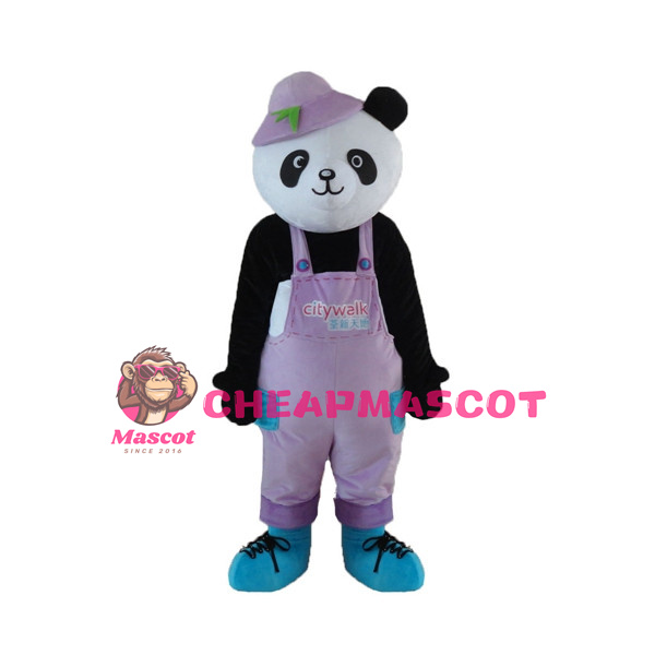Lively Panda With Pink Pants Mascot Costume