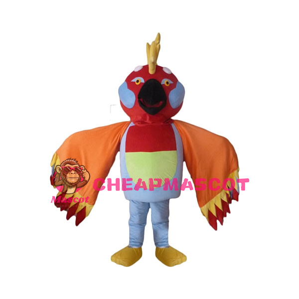 Colorful Bird With Orange Wings Mascot Costume