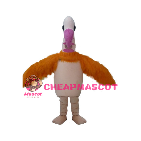 Long Neck Bird With Pink Beak Mascot Costume