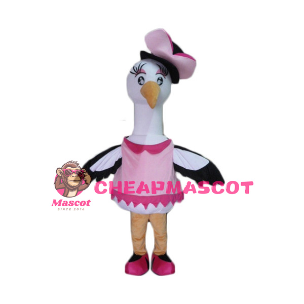 Beautiful Bird With Pink Hat Mascot Costume