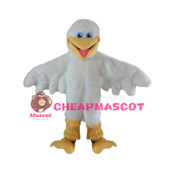 All White Long Fur Bird Mascot Costume