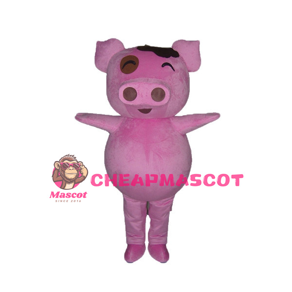 Pink Pig With Large Nostrils Mascot Costume