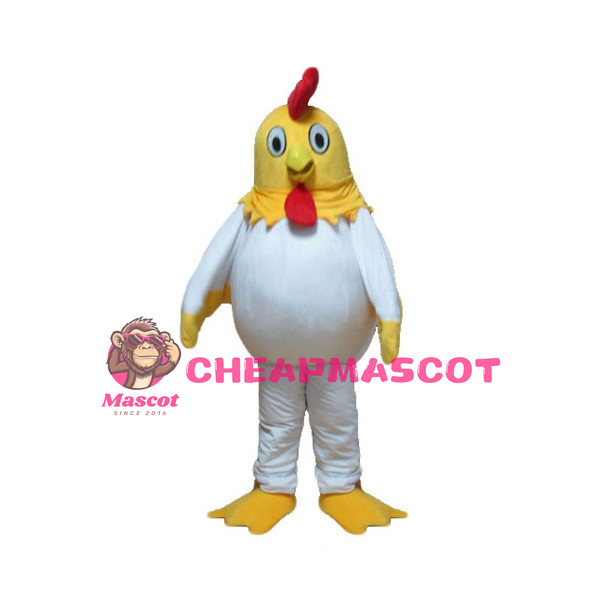 White Chicken With Yellow Head Mascot Costume