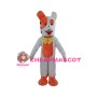 Interesting White & Orange Dog With Yellow Bow Mascot Costume
