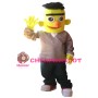 Friendly Yellow Square Face Man Mascot Costume