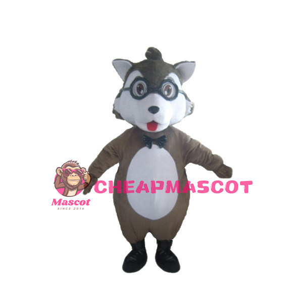 Studious Baby Wolf With Glasses Mascot Costume