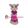 White Cat Wearing Purple Dress Mascot Costume