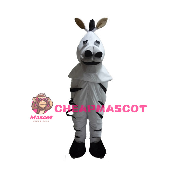 Standing Zebra With Closed Eyes Mascot Costume