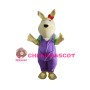 Little Dog With Purple Overalls Mascot Costume
