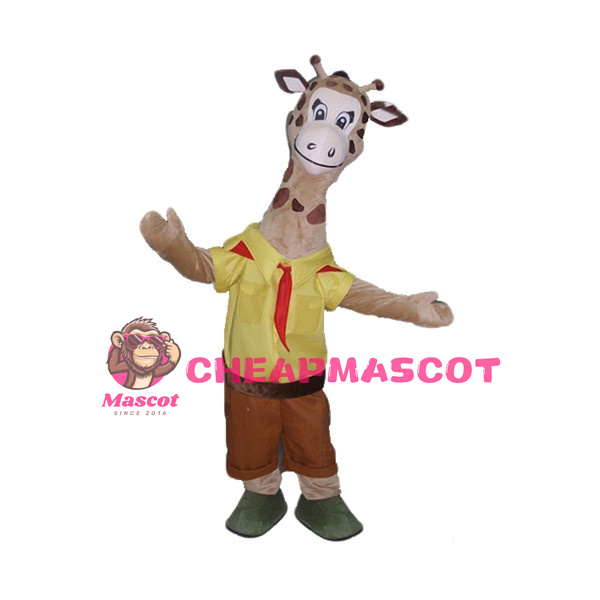 Student Giraffe With Red Sacrf Mascot Costume