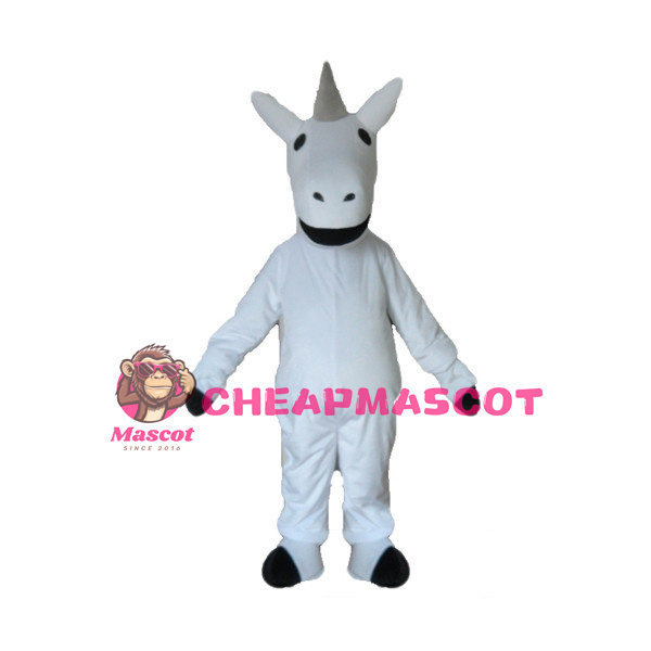 All White Horse With Horn Mascot Costume