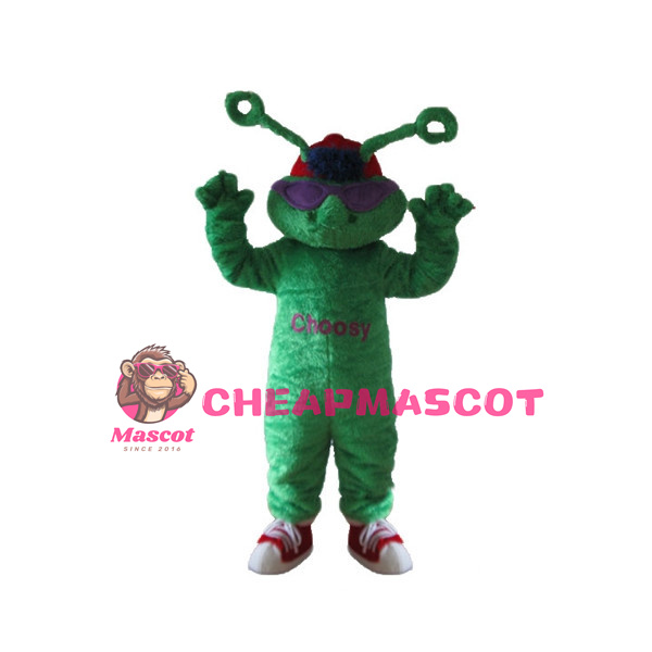 Green Plush Doll With Purple Glasses Mascot Costume