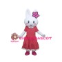 Beautiful Rabbit Wearing Pink Flower Mascot Costume