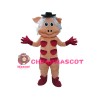 White Hair Pig With Red Bra Mascot Costume