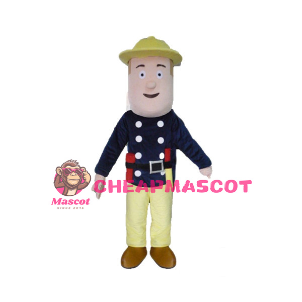 Engineer Wearing Yellow Hard Hat Mascot Costume