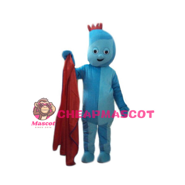 Strange Shaped Head Light Blue Doll Mascot Costume
