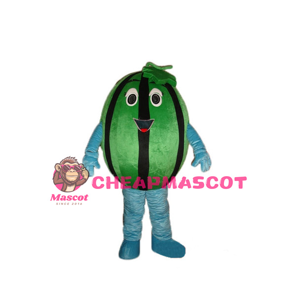 Ripe Watermelon With Green Leaf Mascot Costume