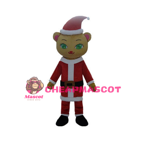 Bright Green Eyes Christmas Cat Mascot Costume