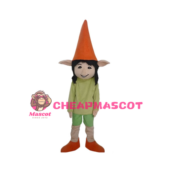 Elf Wearing Triangle Hat Mascot Costume