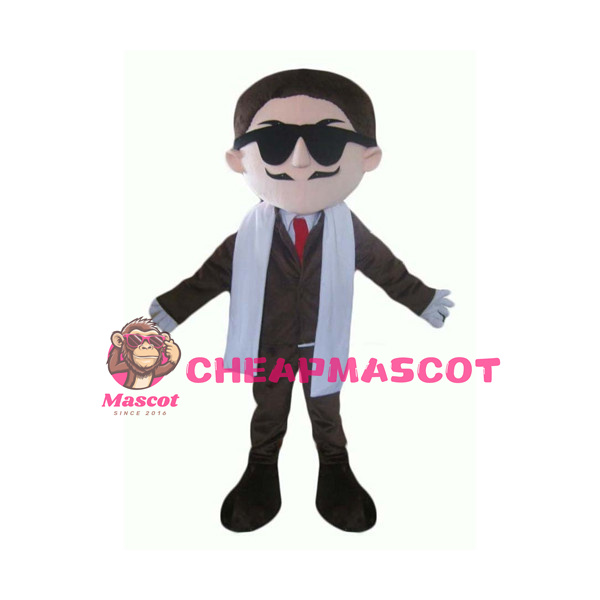 Polite Gentleman With Sunglasses Mascot Costume