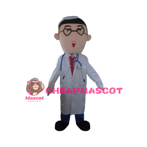 Male Doctor With Heart Shaped Glasses Mascot Costume