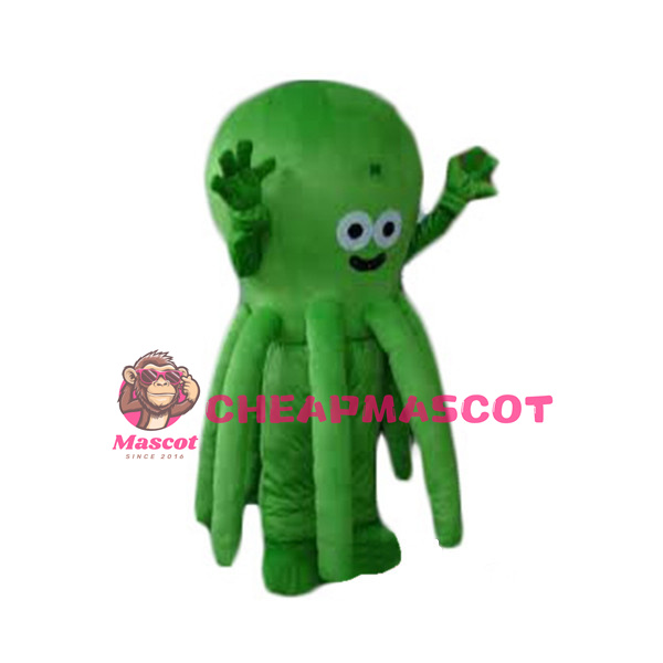 Small Eyes Green Octopus Mascot Costume
