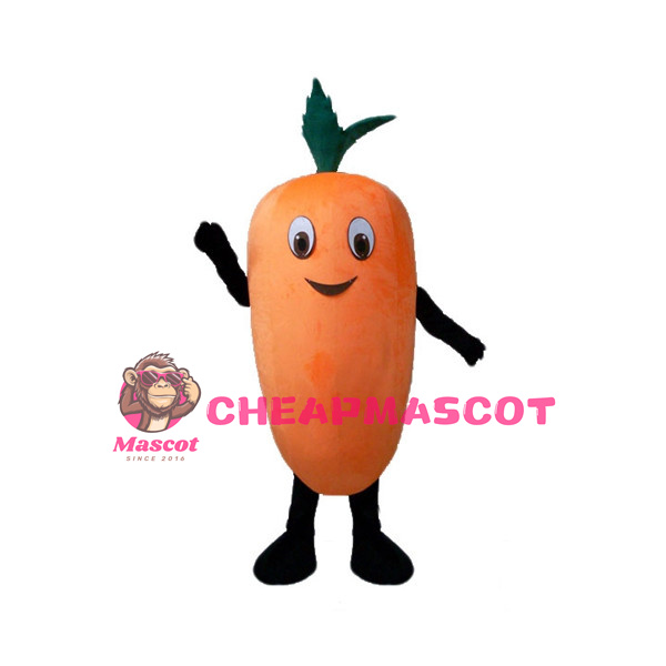 Cartoon Carrot With Leaves Mascot Costume