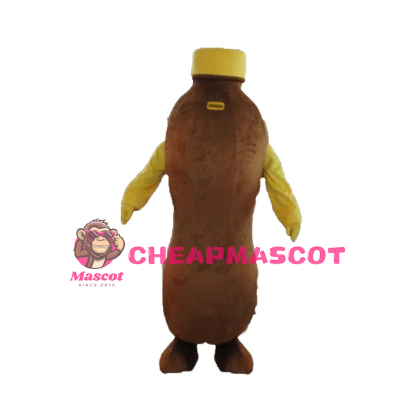 Brown Long Beverage Bottle Mascot Costume
