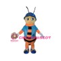 Hard-working Bee With Blue Helmet Mascot Costume