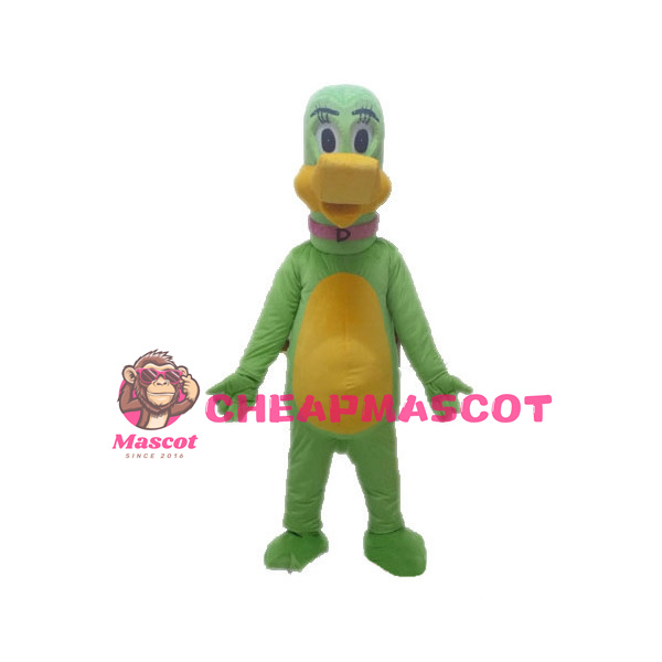 Shaved Head Green & Yellow Duck Mascot Costume