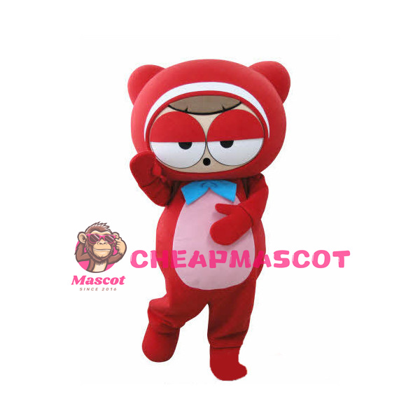 Pink Belly Cute Red Bear Mascot Costume
