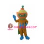 Pumpkin Superman With Green Cloak Mascot Costume