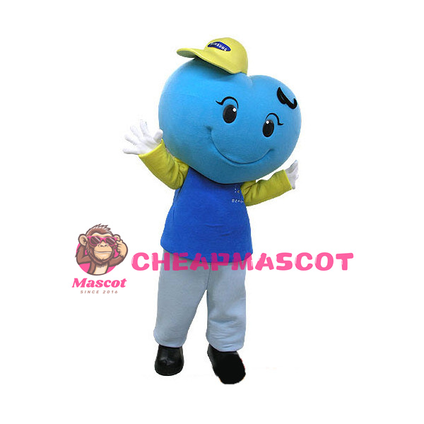 Blue Heart Shaped Head Doll Mascot Costume