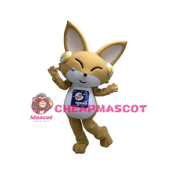Lovely Fox With Headphone Microphone Mascot Costume