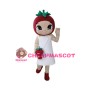Wearing White Dress Tomato Girl Mascot Costume
