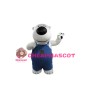 Fat White Bear With Overalls Mascot Costume