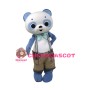 Tall Bear With Suspender Shorts Mascot Costume