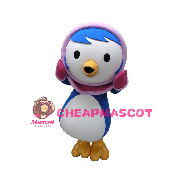 Little Penguin With Purple Hat Mascot Costume
