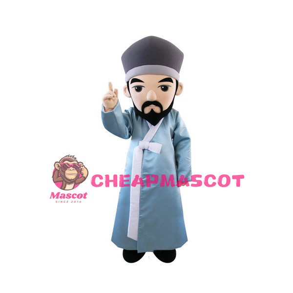 Ancient Master With Blue Robe Mascot Costume