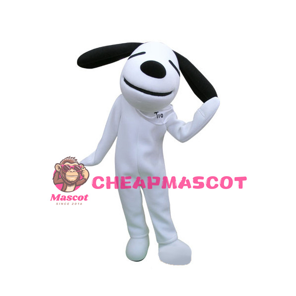 Long Ears Smirking White Dog Mascot Costume